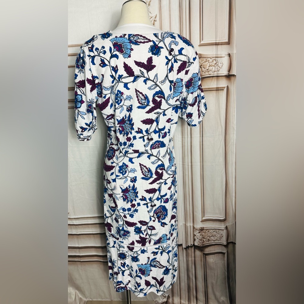 Liz Claiborne White Midi Dress with Blue & Burgundy Floral Print - Picture 7 of 7